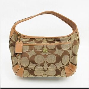 Coach Hobo  Tan and Brown Signature Shoulder Bag